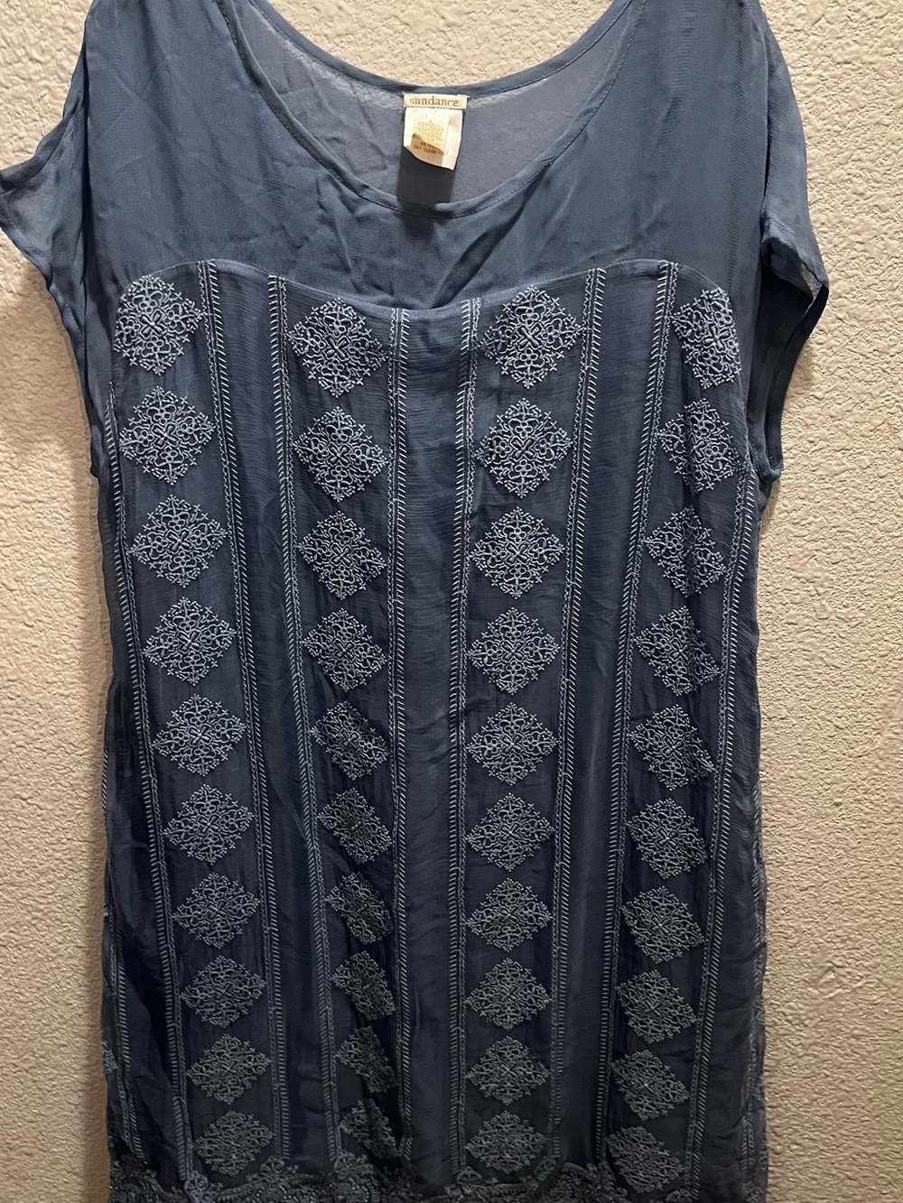 Sundance Dusty Blue Embroidered Midi Dress
